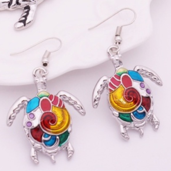 Colorful Enameled Silver Tortoise Set - Picture 2 of 4